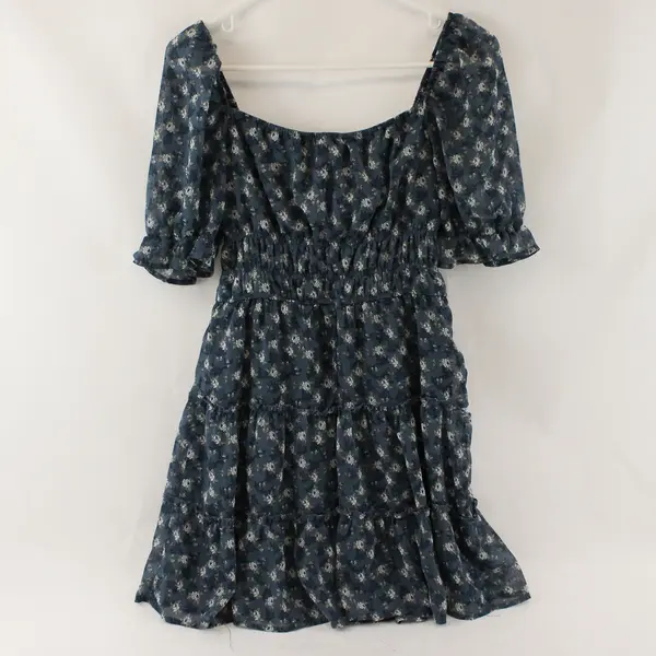 Altar'd State Blue Floral Pattern Short Peasant Dress Women's Small