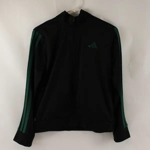 Adidas Black and Green Track Jacket Youth Large 14/16