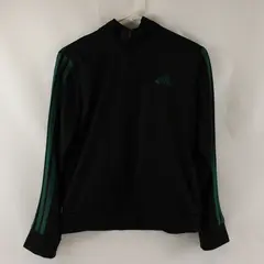 Adidas Black and Green Track Jacket Youth Large 14/16