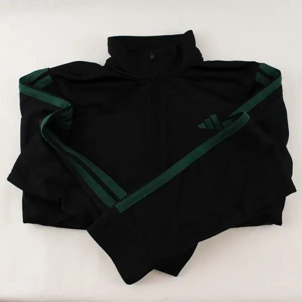 Adidas Black and Green Track Jacket Youth Large 14/16