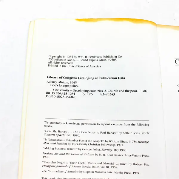 God's Foreign Policy Miriam Adeney 1984 Paperback Missions Theology