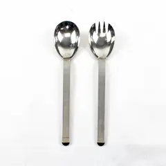 Lot of 2 Retroneu Crescent Stainless Steel Salad Serving Spoon & Fork 9.5"