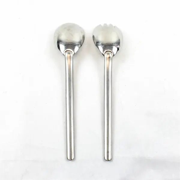 Lot of 2 Retroneu Crescent Stainless Steel Salad Serving Spoon & Fork 9.5"