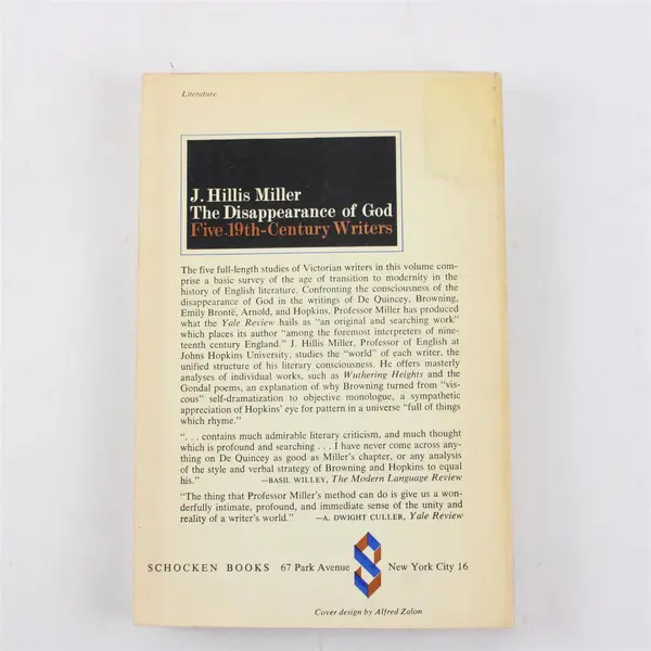 The Disappearance of God by J. Hillis Miller 1965 Paperback