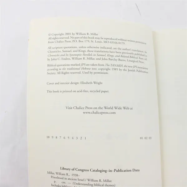 Priesthood in Ancient Israel William R. Millar 2001 Paperback