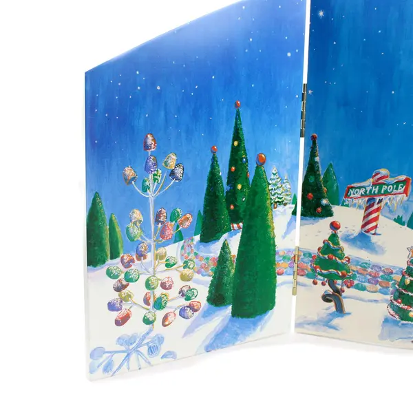 Department 56 Vtg Christmas Flight Backdrop 3 Panel Fold Screen Wood #56.53037