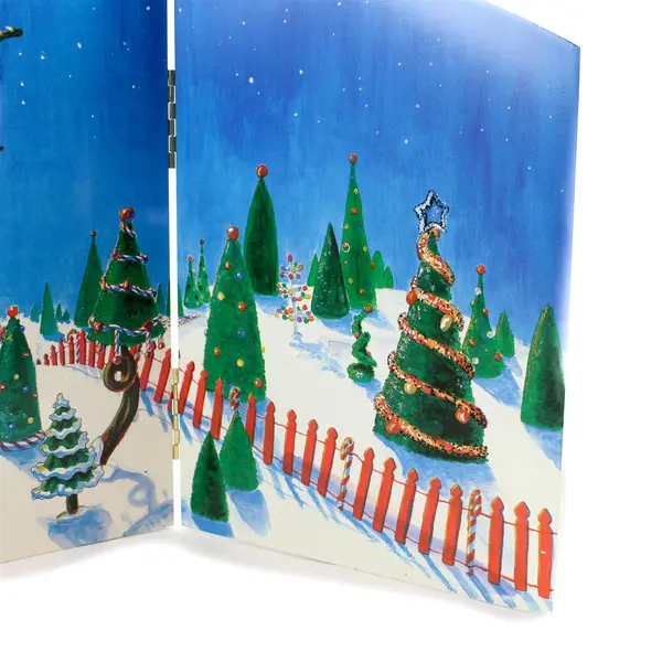 Department 56 Vtg Christmas Flight Backdrop 3 Panel Fold Screen Wood #56.53037
