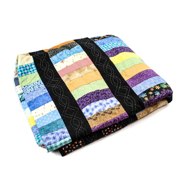 Handmade By A. Smith 2016 Oregon Multicolor Quilt Throw Blanket 86" x 94"