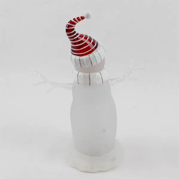 Department 56 Acrylic Light-Up Snowman Red & White Striped Scarf & Hat Untested