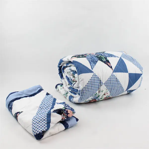 Lot Of 2 Mainstays Walmart Blue/White Quilted Single Comforter & Pillow Sham