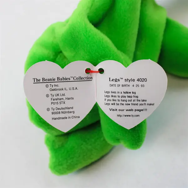 Ty Beanie Baby Legs the Frog Style 4020  DOB 4-25-93 Tag Errors PVC Pellets