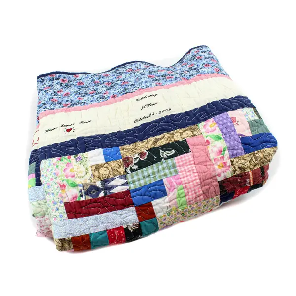 Handmade Multicolor Floral Queen/King Quilt Rectangle Throw Blanket 66" x 101"