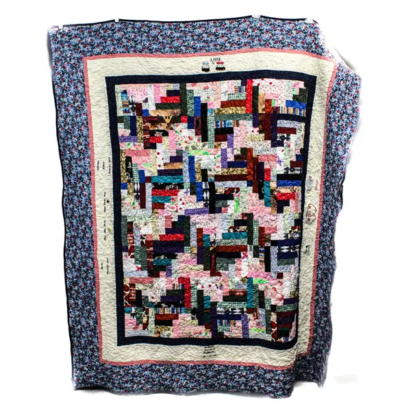Handmade Multicolor Floral Queen/King Quilt Rectangle Throw Blanket 66" x 101"