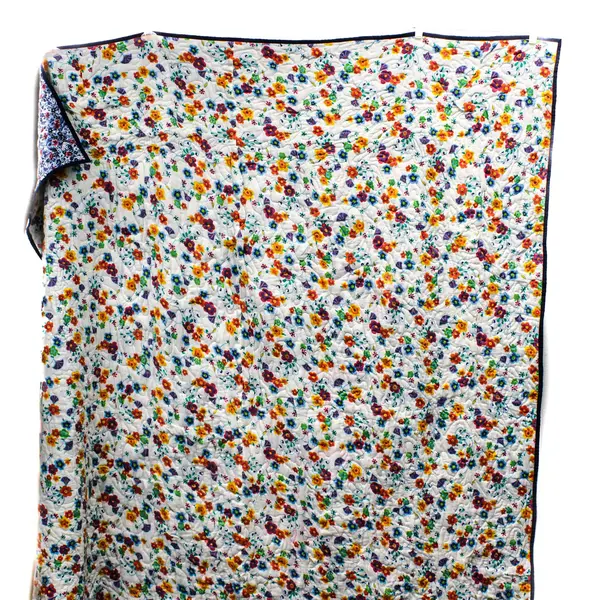 Handmade Multicolor Floral Queen/King Quilt Rectangle Throw Blanket 66" x 101"