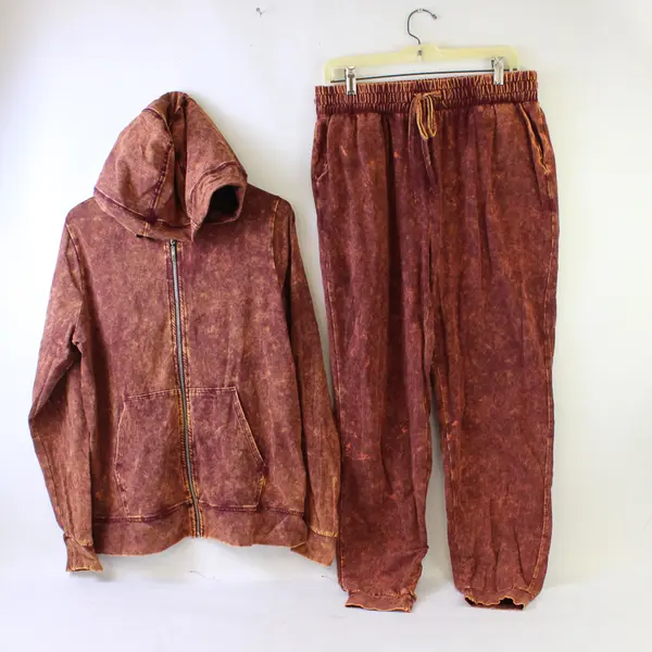 Set Of 2 Zenana Matching Magenta Crush Zip Up Sweatshirt & Pants Women L