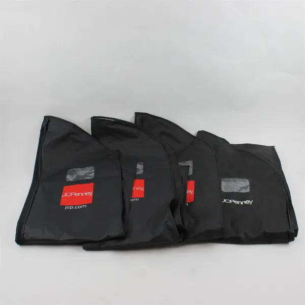 Lot Of 4 JCPenney Black Garment Bag Cover Hanging Clothing Protectors 24"x39.5"