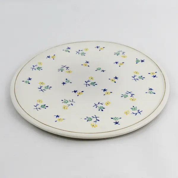 Unbranded Floral On White Ceramic Round Serving Platter Gold Trim Japan 11.75"