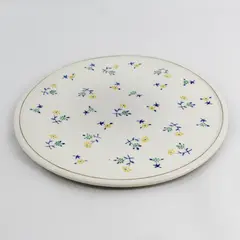 Unbranded Floral On White Ceramic Round Serving Platter Gold Trim Japan 11.75"