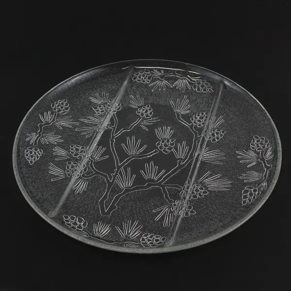 Indiana Glass Tiara Ponderosa Pine Pattern Divided Serving Platter 12.5"