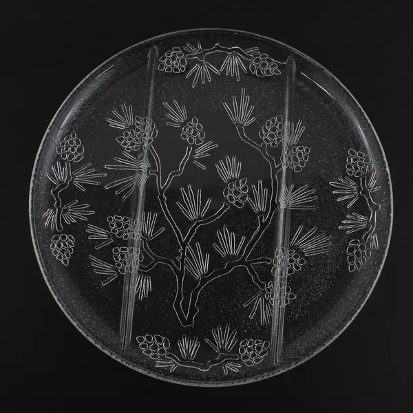 Indiana Glass Tiara Ponderosa Pine Pattern Divided Serving Platter 12.5"