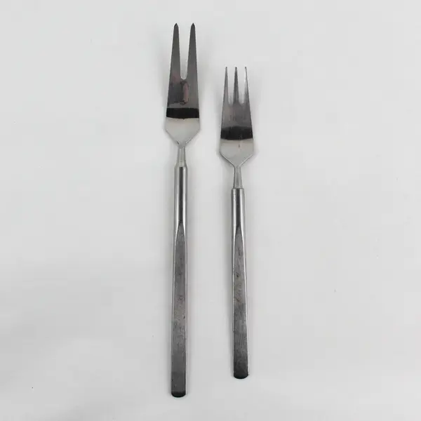 Lot of 2 Universal Steel Obelisk Pattern SS Dinner & 2 Tine Serving Forks HTF 