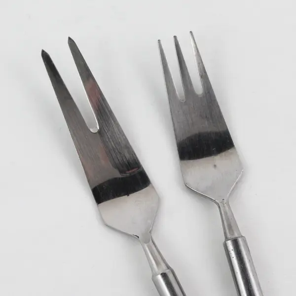 Lot of 2 Universal Steel Obelisk Pattern SS Dinner & 2 Tine Serving Forks HTF 