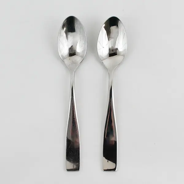 Lot of 2 Nicole Miller Moments Pattern 18/10 SS Teaspoons Rare HTF Pattern 6.75"