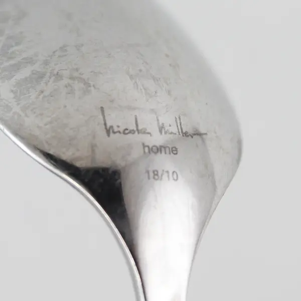 Lot of 2 Nicole Miller Moments Pattern 18/10 SS Teaspoons Rare HTF Pattern 6.75"