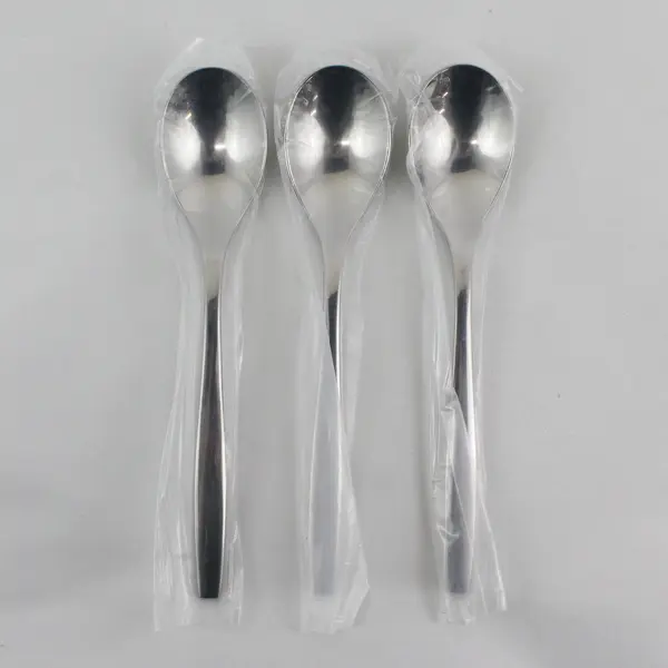 Lot of 3 Nambe Flatware Aidan Pattern 18/10 SS Oval Soup Spoons 8" New Plastic