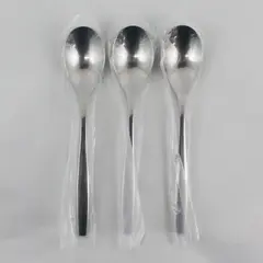 Lot of 3 Nambe Flatware Aidan Pattern 18/10 SS Oval Soup Spoons 8" New Plastic