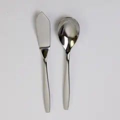 Lot of 2 Nambe Flatware Aidan Pattern 18/10 SS Sugar Spoon & Butter Knife