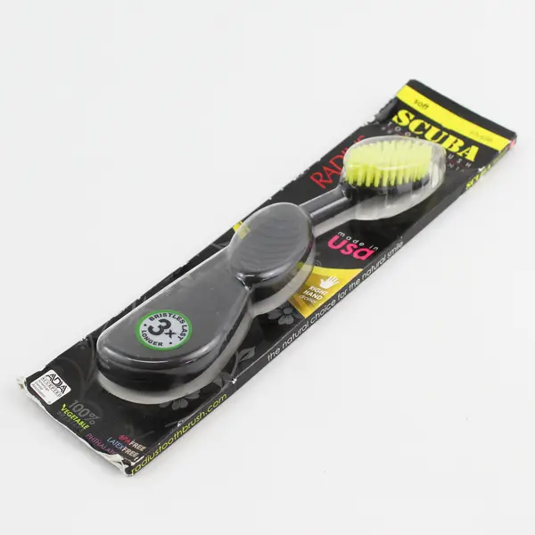 NIB Scuba Radius Toothbrush Soft Right Hand  Rubber Handle Black