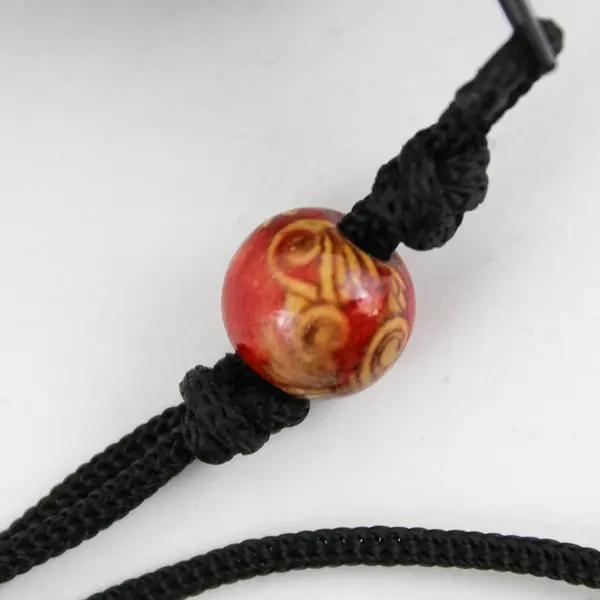 Vintage Hand-Carved Coconut Shell Pendant Necklace, Zip Closure, 19.8" L