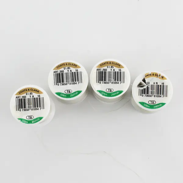 4 Spools of Coats Dual Duty Plus 250 Yds. Cotton Polyester Thread Cream 
