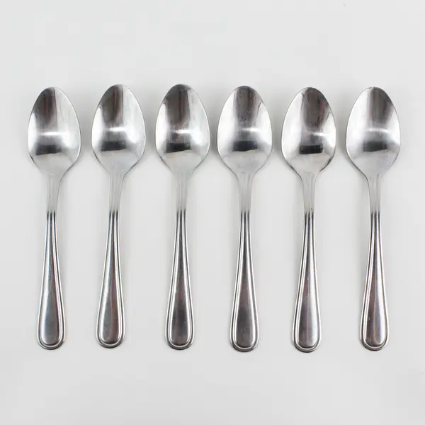 Lot of 6 Unbranded Stainless Steel Teaspoons Made in China 6.25" Good Condition