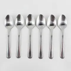 Lot of 6 Unbranded Stainless Steel Teaspoons Made in China 6.25" Good Condition