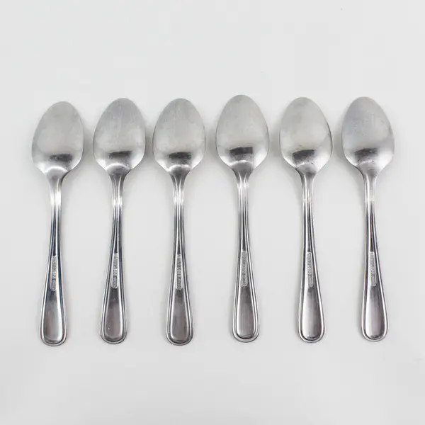 Lot of 6 Unbranded Stainless Steel Teaspoons Made in China 6.25" Good Condition