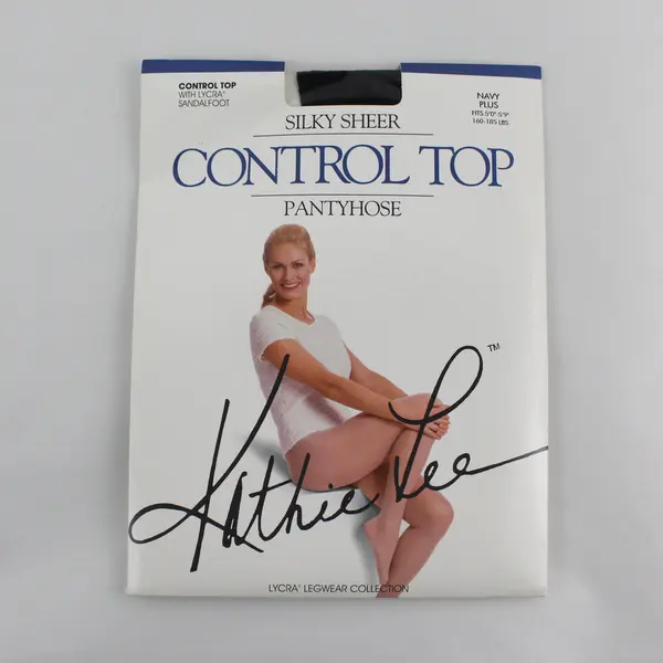 Pair Kathie Lee Collection Silky Sheer Support Pantyhose Control Top Navy, New