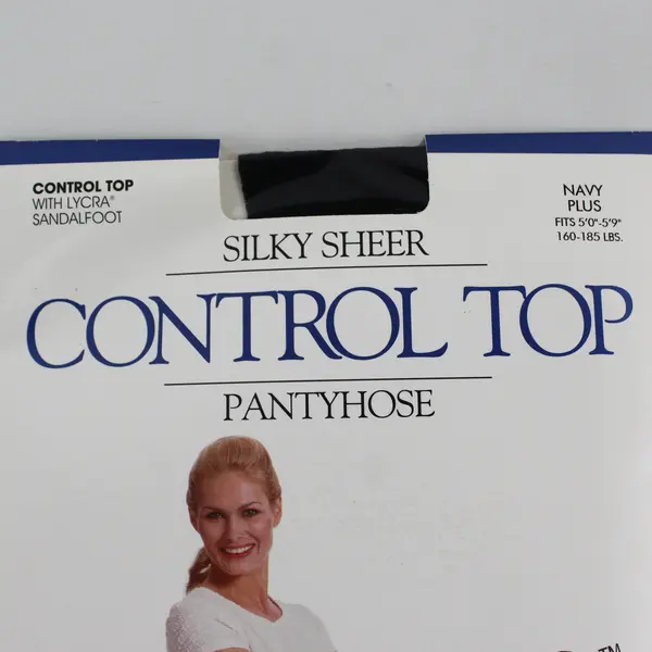 Pair Kathie Lee Collection Silky Sheer Support Pantyhose Control Top Navy, New