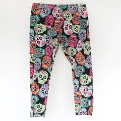 No Boundaries Multicolor Sugar Skull Pattern Leggings Juniors' Size XL 15-17