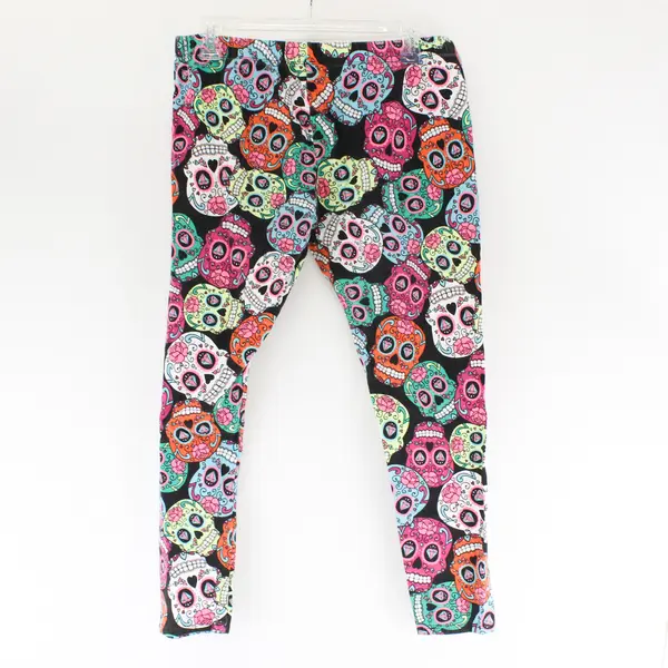 No Boundaries Multicolor Sugar Skull Pattern Leggings Juniors' Size XL 15-17