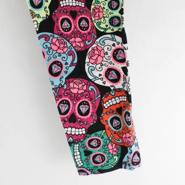 No Boundaries Multicolor Sugar Skull Pattern Leggings Juniors' Size XL 15-17