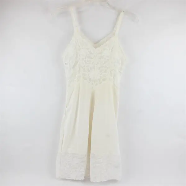 Vintage Vanity Fair Women's 32 Ivory Lace Slip Dress w/ Adjustable Straps