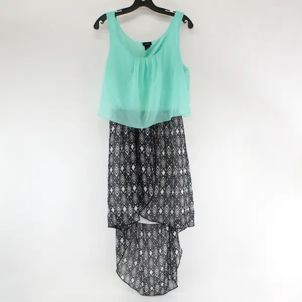 Rue21 Sheer Mint Black and White Sleeveless Hi-Low Dress Women's XL