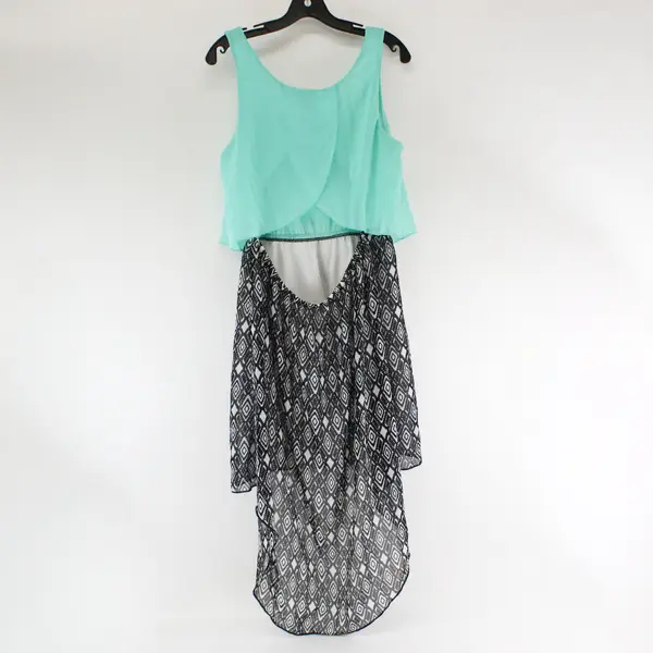 Rue21 Sheer Mint Black and White Sleeveless Hi-Low Dress Women's XL