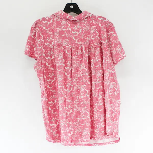 Style & Co. Pink and White Short-Sleeved Blouse Women's 2X