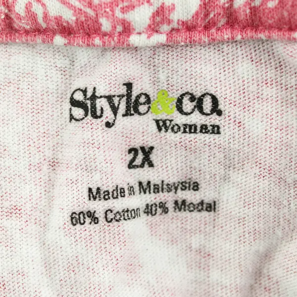 Style & Co. Pink and White Short-Sleeved Blouse Women's 2X