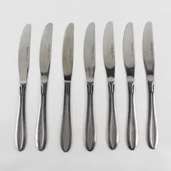 Lot of 7 Unbranded Stainless Steel Dinner Knives Made in China 9" Good Condition