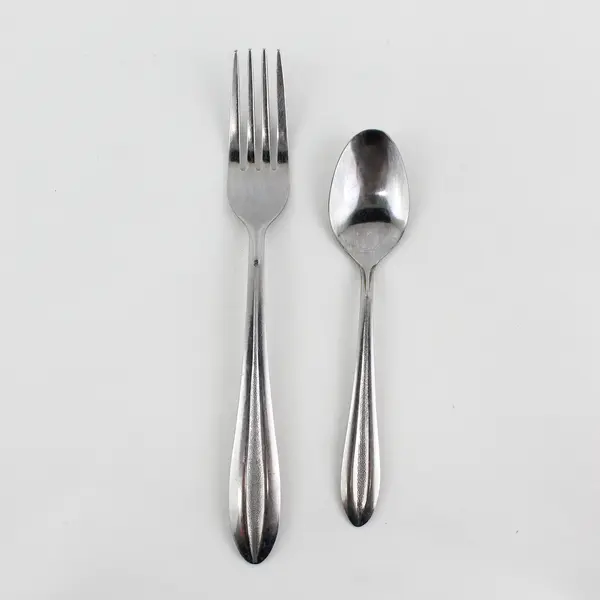 Lot of 2 Unbranded Stainless Steel 1 Teaspoon 1 Dinner Fork Made in China Good