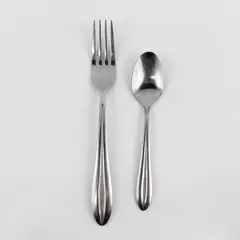 Lot of 2 Unbranded Stainless Steel 1 Teaspoon 1 Dinner Fork Made in China Good